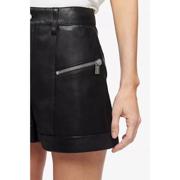 ANINE BING Lia Leather Zip Black Shorts Size US 6 NEW NWT - Picture 2 of 10